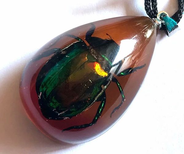 

16 pcs fashion real beetle insect pendant colorful color drop style jewelry, Silver
