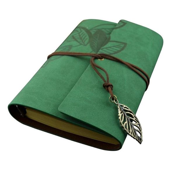

notepads vintage style leaf leaves pattern pu cover loose-leaf string bound blank notebook notepad travel journal diary jotter - size, Purple;pink