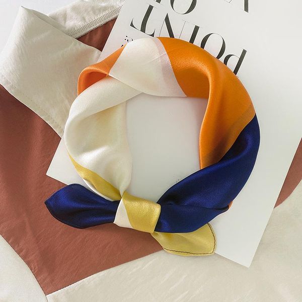 

scarves 100% pure silk scarf women neck hair band foulard square small headband fashion print neckerchief bandana, Blue;gray