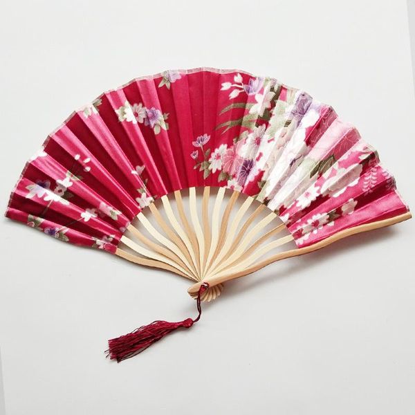 

other home decor vintage japanese folding fans bamboo handles silk dance hand fan fashion decorative tassel chinese art craft gift