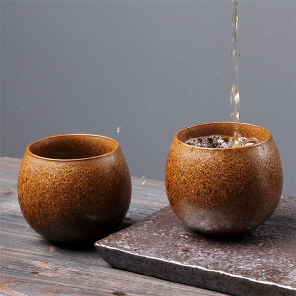 

japanese ceramic ru kiln office teacup creative pottery handmade retro master cup household water mug drinkware tea set cups & sauce saucers