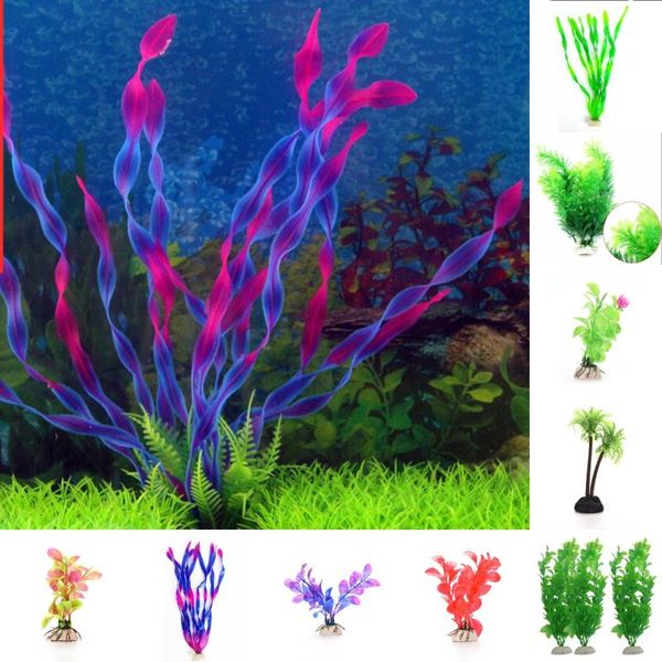 

pc artificial aquarium plastic fake water grass plant fish tank decor ornament decoration supplies home accessories decorations