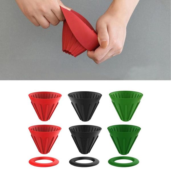

coffee filters reusable foldable silicone dripper bpa filter cone cup, portable