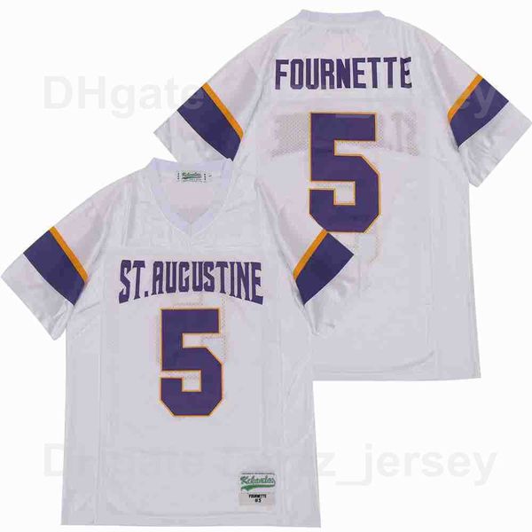 

men high school st augustine 5 leonard fournette jersey football moive team color white breathable pure cotton pullover sports embroidery an, Black