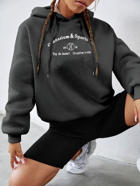 

slogan graphic drawstring hoodie w5di#, White;black