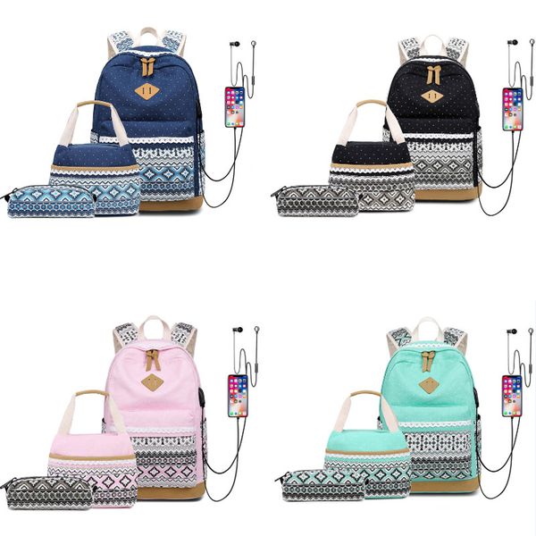 

canvas bag 2021 fashion simple national style printed backpack