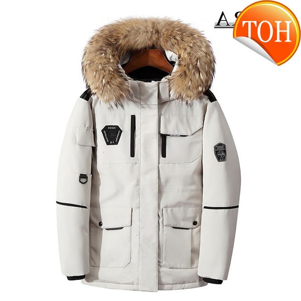 

satra 2021 new arrival men 90% white duck down hooded jackets ,men's winter thick warm parka overcoat, Black