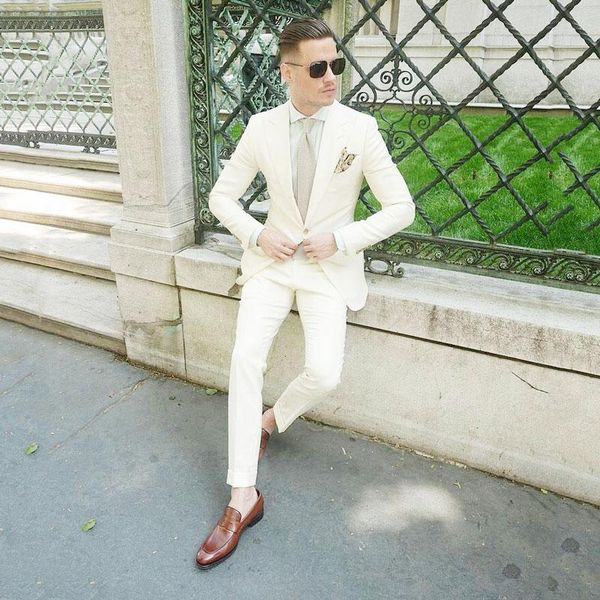 

ivory linen groom wedding tuxedo men suits with pants groomsmen man blazers jacket terno masculino slim fit costume homme 2piece men's, White;black