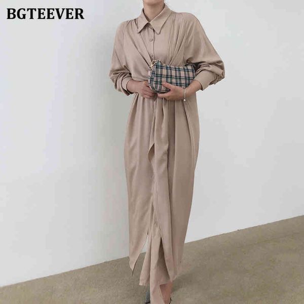 

dresses spring summer lace-up women lapel midi long sleeve single-breasted loose female straight dress casual vestidos 9012, Black;gray