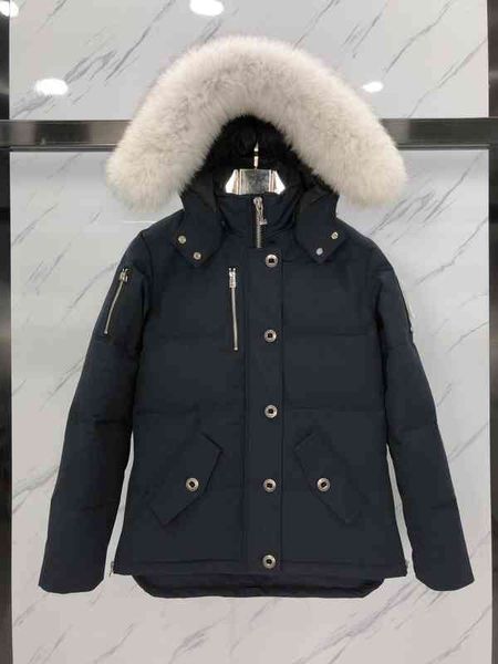 

down women's big hair collar thick men's goose down short warm et, Black;white