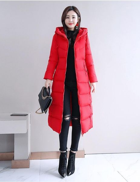 

women's down & parkas winter style cotton jacket women mid length padded thick slim fitting, Black