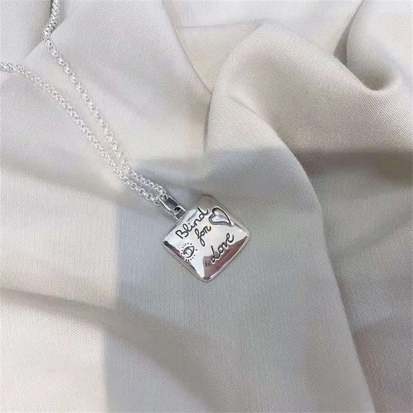 

925 silver love fearless square couple necklace fashion sweater chain exclusive design jewel