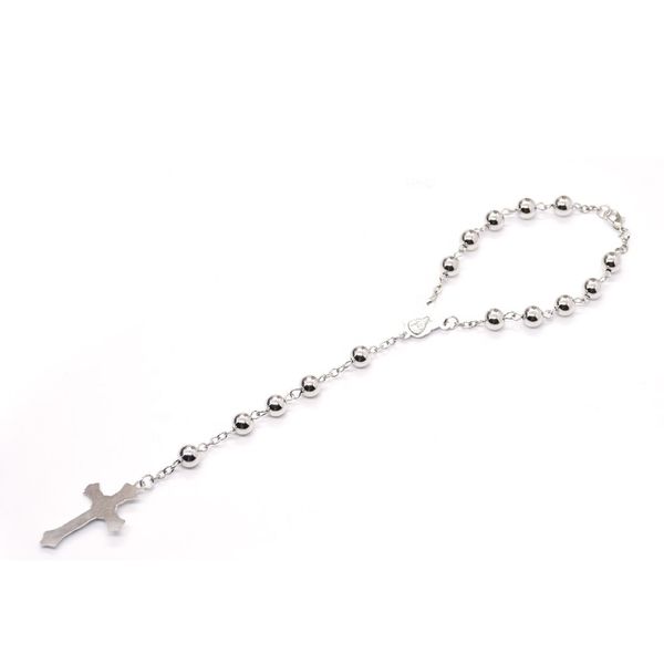 Contas de prata ccb cross rosary bracelete jesus catolicismo presente jóias religiosas miçangas de oração no carro
