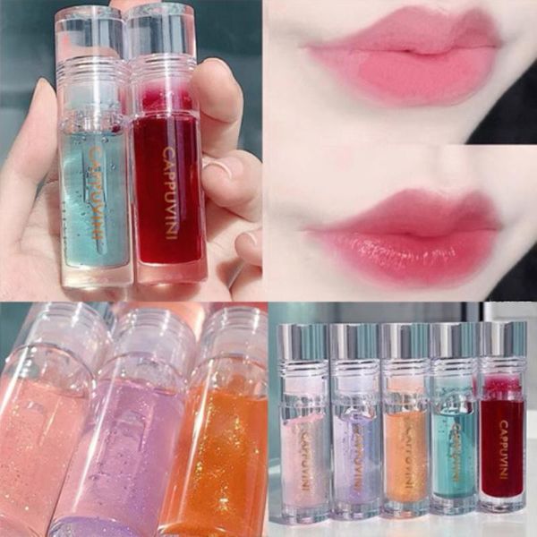 

lip gloss cappuvini transparent water shiny pearl glaze glass moisturizing liquid lipstick red makeup tslm2