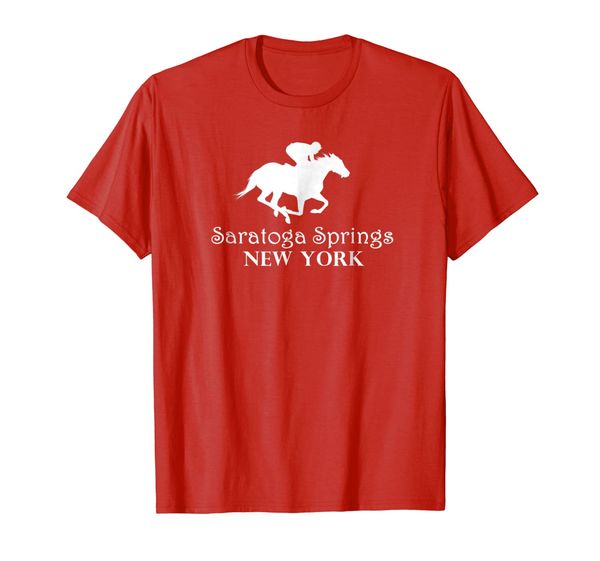 

saratoga springs new york horse racing jockey t-shirt, White;black