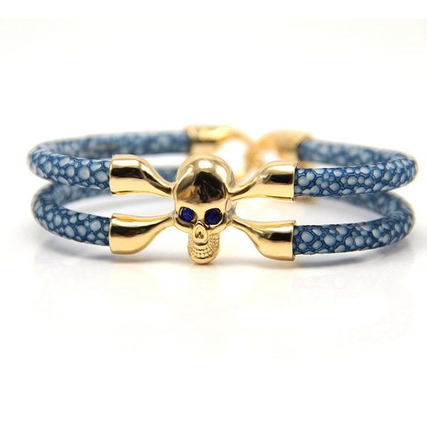 

charm bracelets punk wind imitation devil fish skull leather bracelet europe and the united states manufacturer stock supply, Golden;silver
