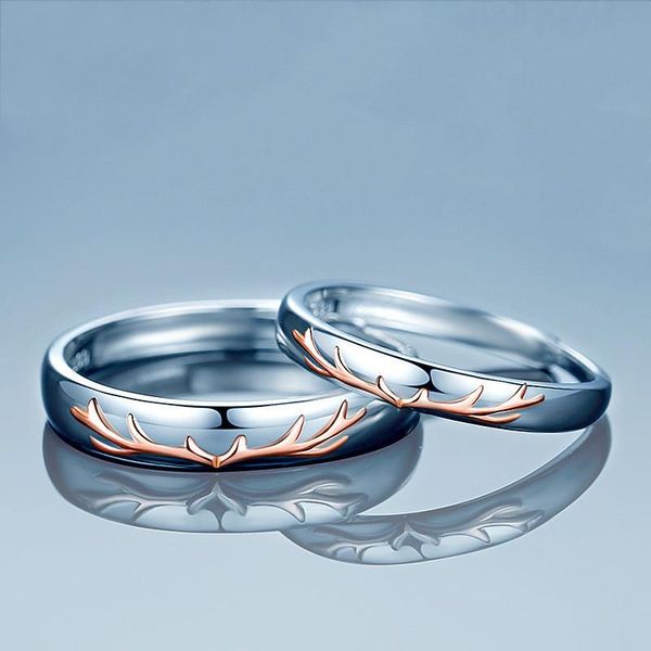 

cluster rings s925 silver couple ring fashion japan and south korea personality men women pair valentine's day gift, Golden;silver