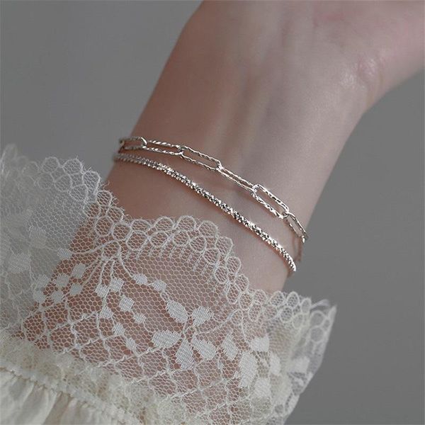 

charm bracelets silver shiny chain bracelet simple light luxury stainless steel wrist for men women jewelry gift, Golden;silver