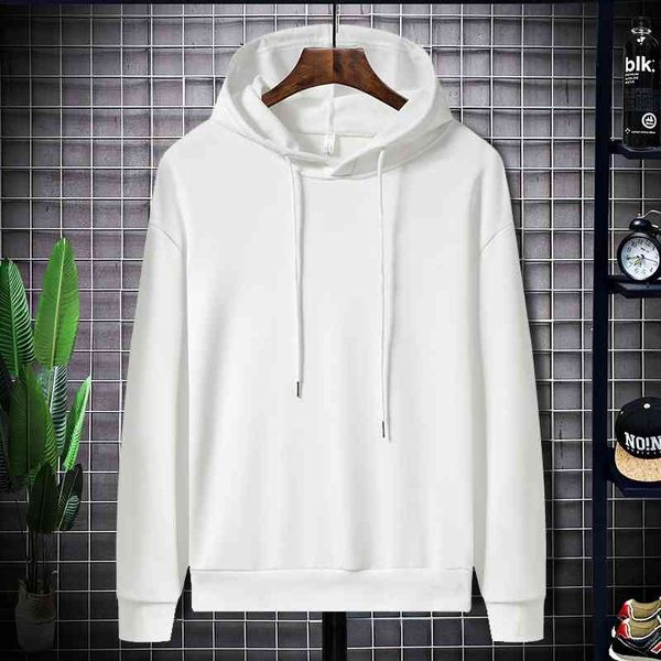 

2021long sleeve men's hooded loose fitting sweater trendy youth round neck student's t-shirt, Black