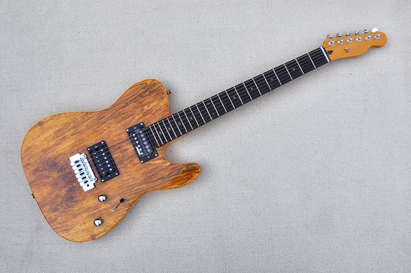 Chitarra elettrica color legno naturale con hardware cromato, tastiera in palissandro, fornitura di servizi personalizzati