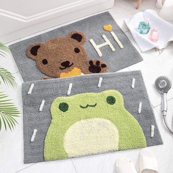 

bath mats japanese-style flocking cartoon animal fashion rectangular entrance doormats washable kitchen floor bathroom