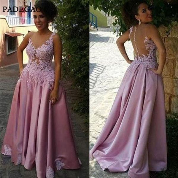 

party dresses elegant pink evening with appliques long a-line sleeveless v neck low sweep train dress custom made, White;black