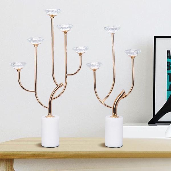 

candle holders european alloy party wedding decorations crystal candlestick gold metal marble base candelabra table centerpiece