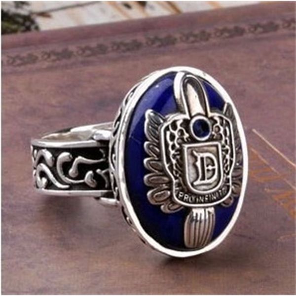 

jz102 damon punk vampire diaries silver lapis lazuli diamond ring, Black