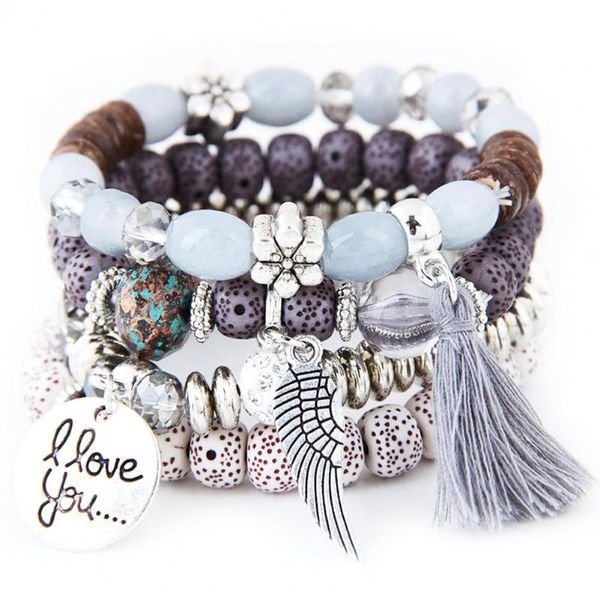 

bangle decorative bright-colored adorable wooden beads fashion bracelet for daily wear, Black