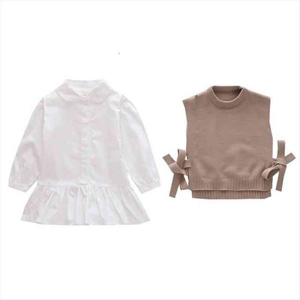 

spring girls dress baby vest korean autumn round neck knitted wool thin childrens pullover toddler girl clothes for 1 5y, White