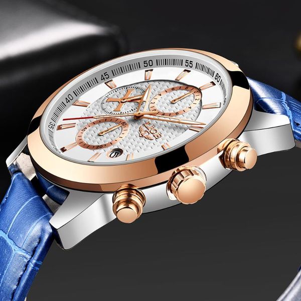 

wristwatches lige watch chronograph sport mens watches quartz clock leather male wristwatch relogio masculino waterproof fashion gift for me, Slivery;brown