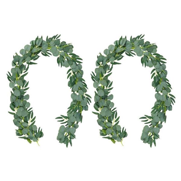 

decorative flowers & wreaths 10-pack 6.5 feet artificial eucalyptus with willow garland fake vine plant leaves faux silver dollar greenery
