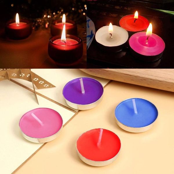 

candles 50pcs multicolor smokeless tasteless candle tea wax colorful flame birthday party wedding valentine christmas decoration