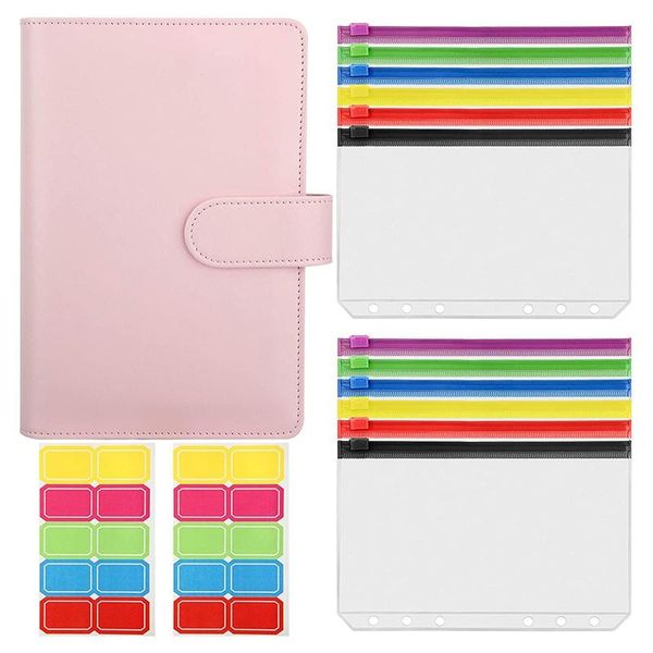 

gift wrap a6 binder, pu leather notebook budget with 12 binder pockets magnetic closure