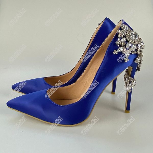 

sandals ol'feminine craft bombs strass stiletto pointed-at-toe stylish blue satin dress party shoes plus me size 5-15 fsme, Black