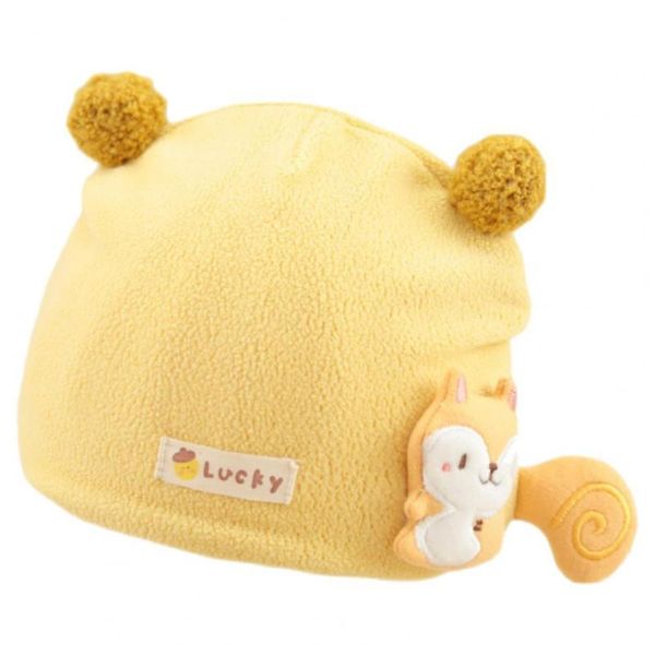 

caps & hats 3 colors optional creative 0-6 months embroidery squirrel tail infant hat soft born eye-catching baby supplies, Yellow
