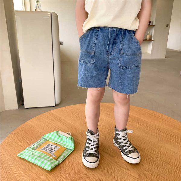 

summer children fringed denim shorts boys girls fashion all-match thin 210615, Black