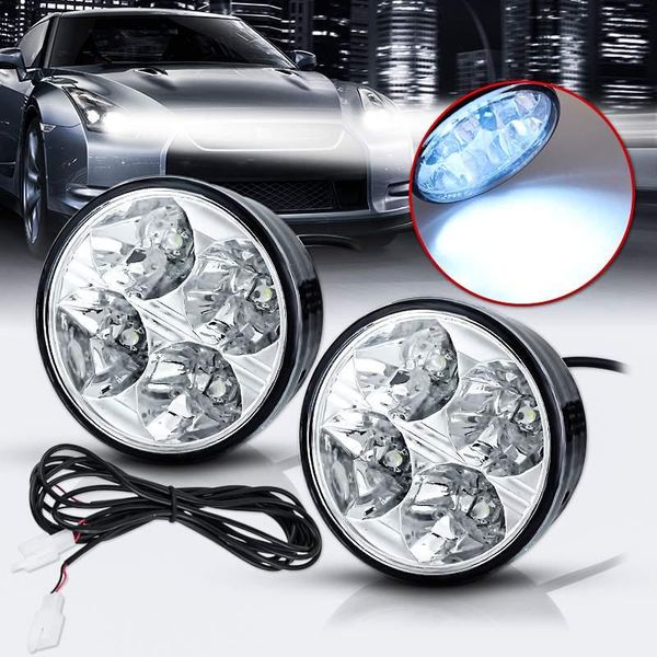 

4w 12v dc 4 led round white car fog lamp drl driving daytime running light emergency lights