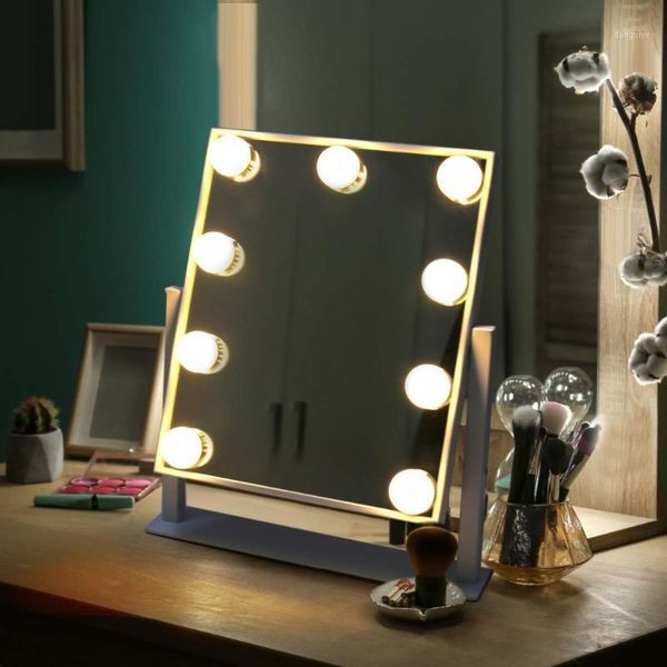 

hollywood style beauty lighted vanity makeup mirror led light with 9x3w dimmable bulbs portable 10x maganifying gift for mother compact mirr