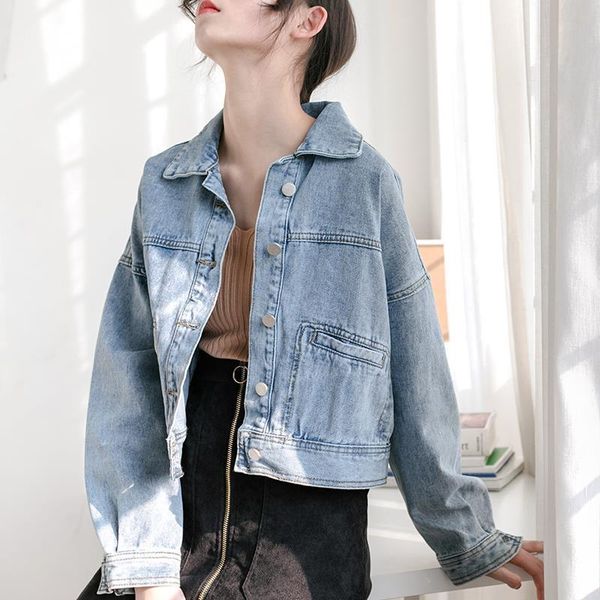 

women's jackets short jean coat women loose spring and autumn retro clothing fashion casual coats, Black;brown