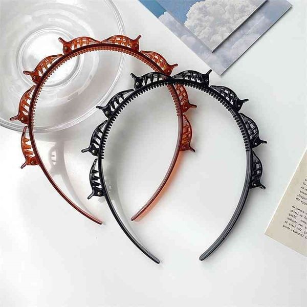 

version selling korean hollow out multi-layer braided bangs hoop zoning small clip braider net red hair band, Black;brown