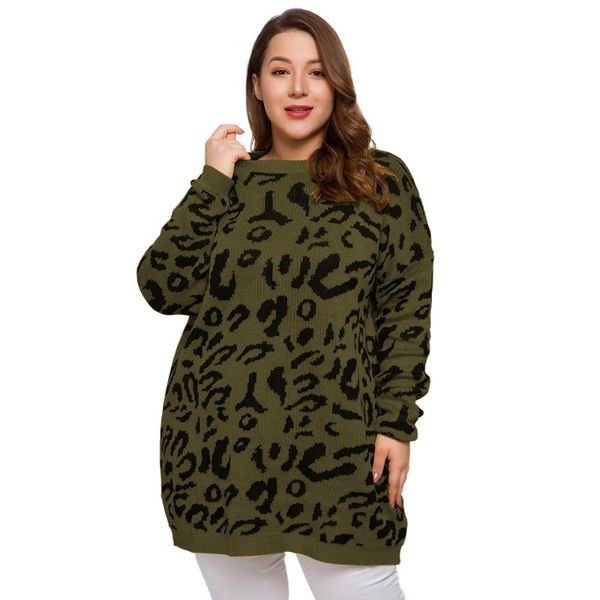 

ethnic clothing sweater women 2021 winter soft cotton pull female xl-4xl pullover clothes o neck loose leopard polyester warm, Red