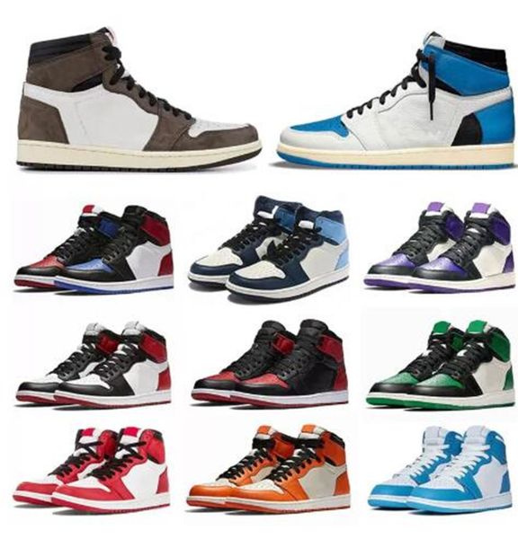 

shoes nik air jorden 1s basketball jumpman 1 university blue high og aj men women mid sports sneakers retro dutch green cactus, Black;brown