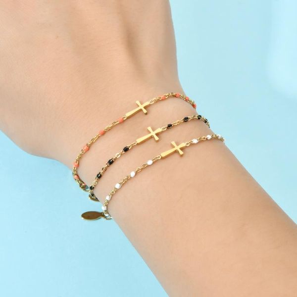 

charm bracelets zmzy boho thin style fashion chain jesus christian stainless steel bracelet women gold cross girls jewelry, Golden;silver