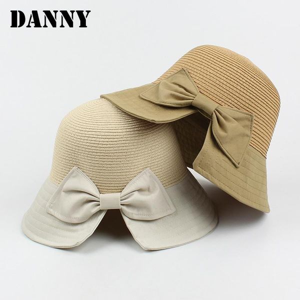 

wide brim hats japanese split bowknot knitted mesh hollow women's bucket hat casual breathable solid color fisherman, Blue;gray
