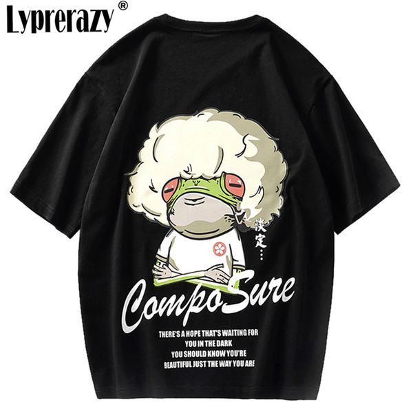 

hip hop streetwear t-shirt oversize harajuku cartoons printed men spring summer half sleeve, White;black