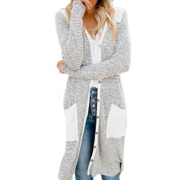 

women's knits & tees autumn winter oversize sweater jacket women long sleeve open front cardigan leopard camouflage pocket mid-length c, White