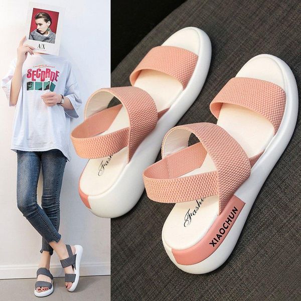 

sandals women's sandals, summer soft-soled comfortable and slippers, fairy style student sports beach shoes, Black