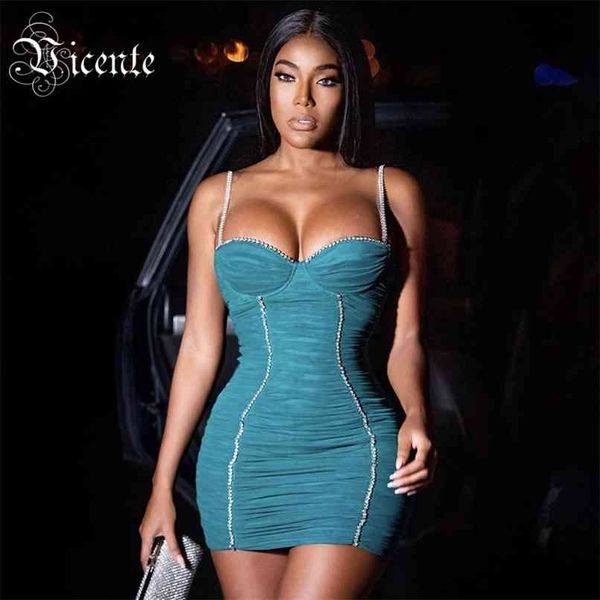 

chic crystal chain design sleeveless draped mesh celebrity party club bandage mini slip dress 210520, Black;gray