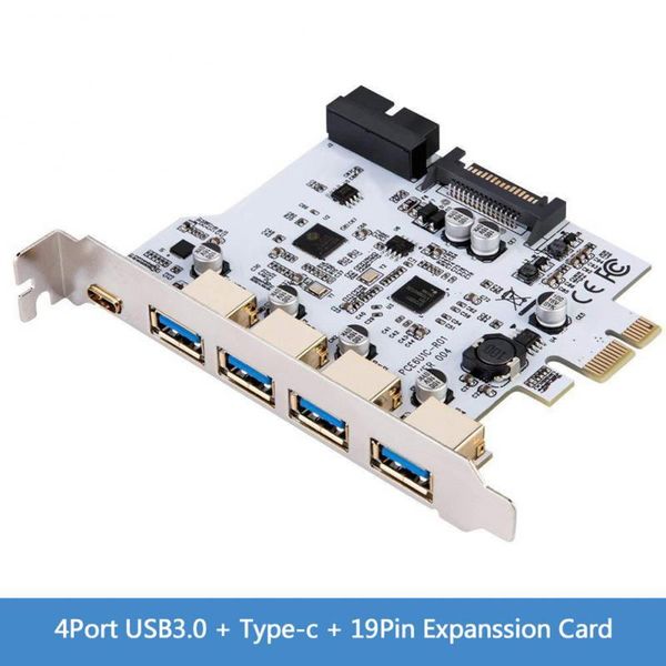 

computer cables & connectors add on card usb 3.0 type-c 19pin expansion dual core gold plated connector pci-e to controller for windows linu